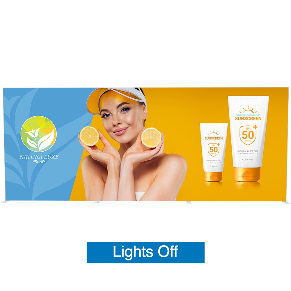 VAIL-120DB 20ft Backlit Free Standing — 8ft Single Sided Graphic Package